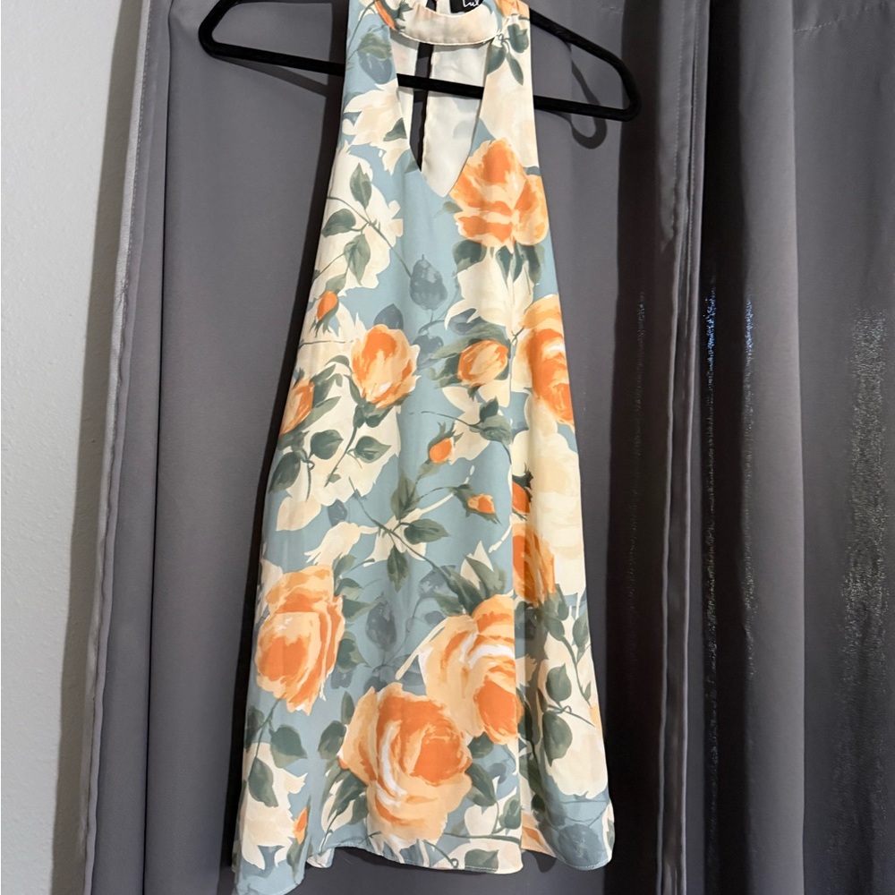 Lulus Dress Womens XS Blue Orange Floral Sleeveless